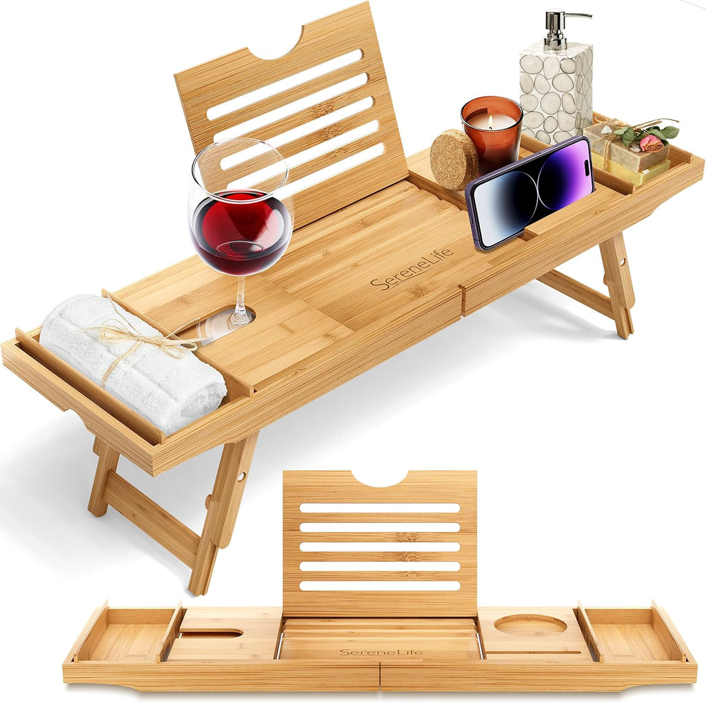 Bath Caddy Breakfast Tray Combo - Natural Bamboo