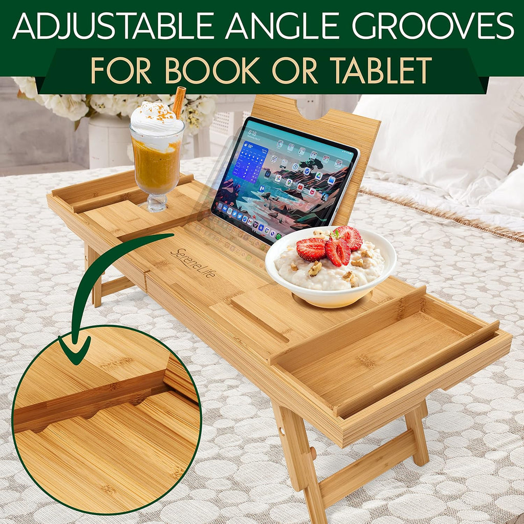 Bath Caddy Breakfast Tray Combo - Natural Bamboo