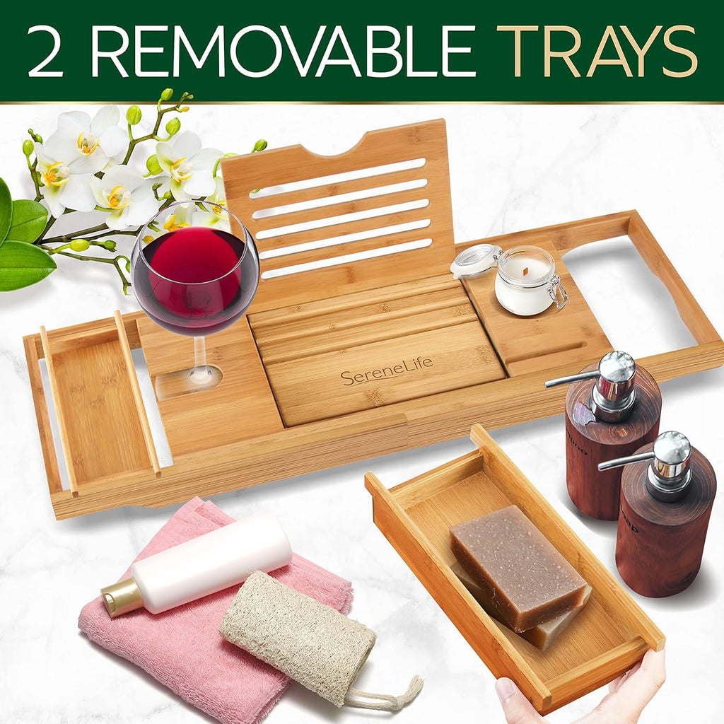 Bath Caddy Breakfast Tray Combo - Natural Bamboo