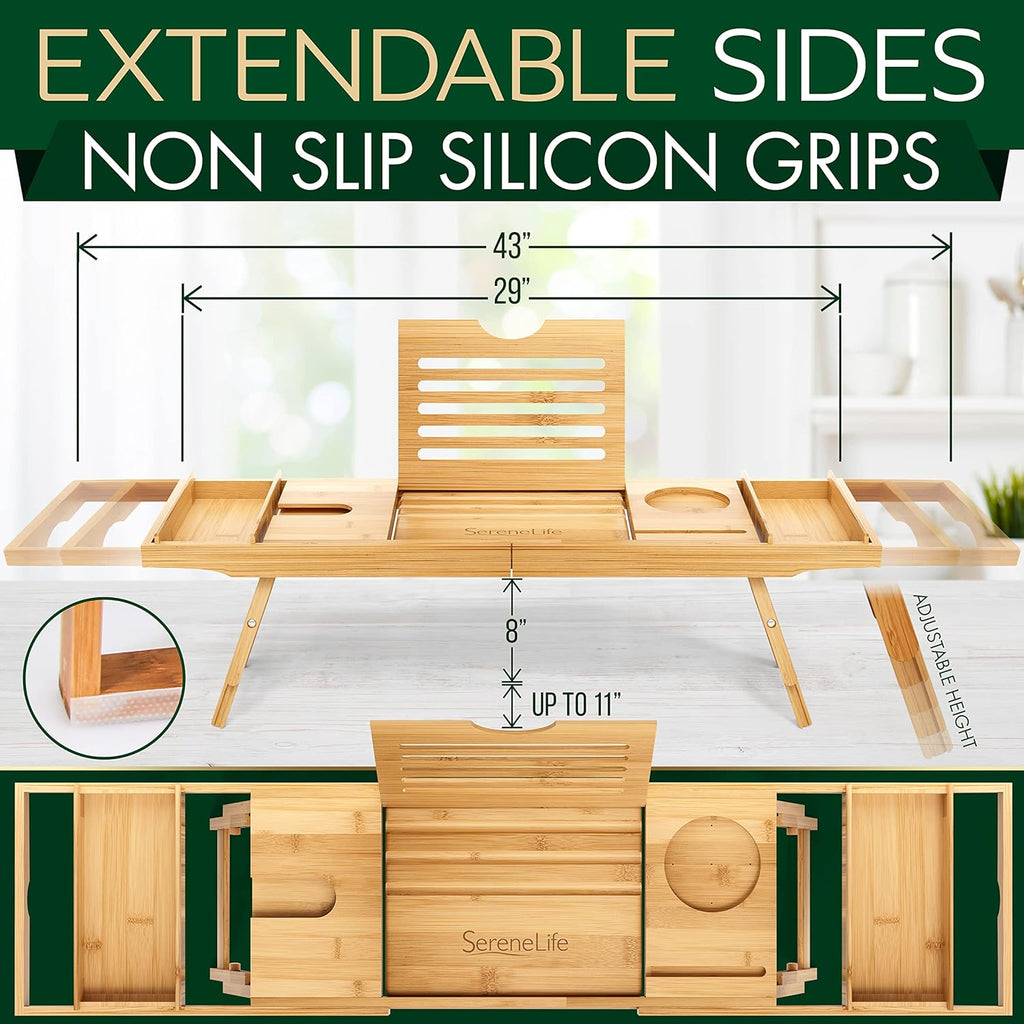 Bath Caddy Breakfast Tray Combo - Natural Bamboo