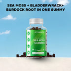 Irish Sea Moss Gummies - 3000 Mg - 60 Vegan Gummies - Made with Bladderwrack & Burdock Root - Seamoss Supplement for Thyroid, Energy, Immune Support