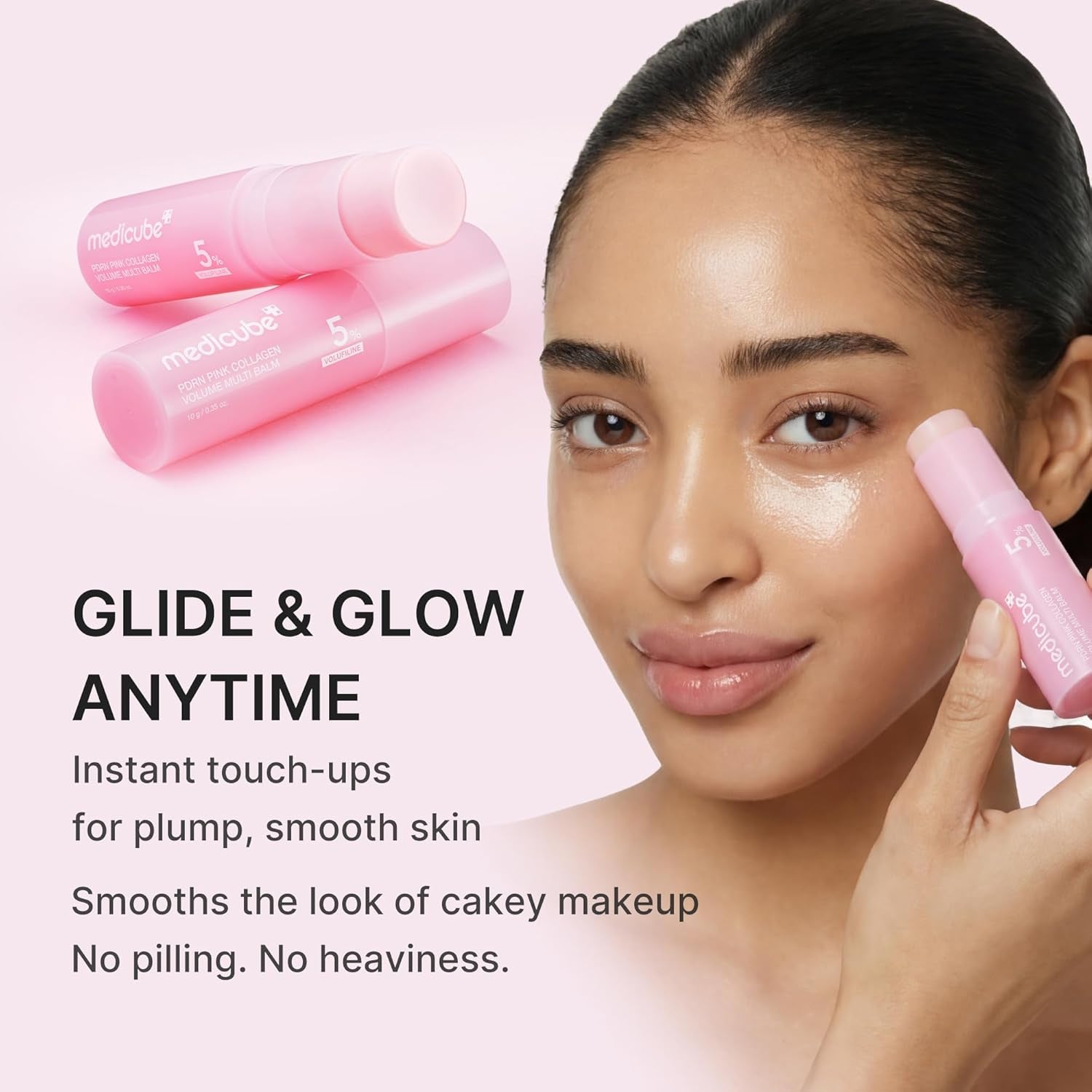 PDRN Pink Collagen Volume Multi Balm Stick | Volufiline, PDRN, NAD, Collagen | Face & Body Balm for Under-Eyes, Neck, Forehead, Smile Lines, Lips | Plumping, Radiance, Line Care | K-Beauty